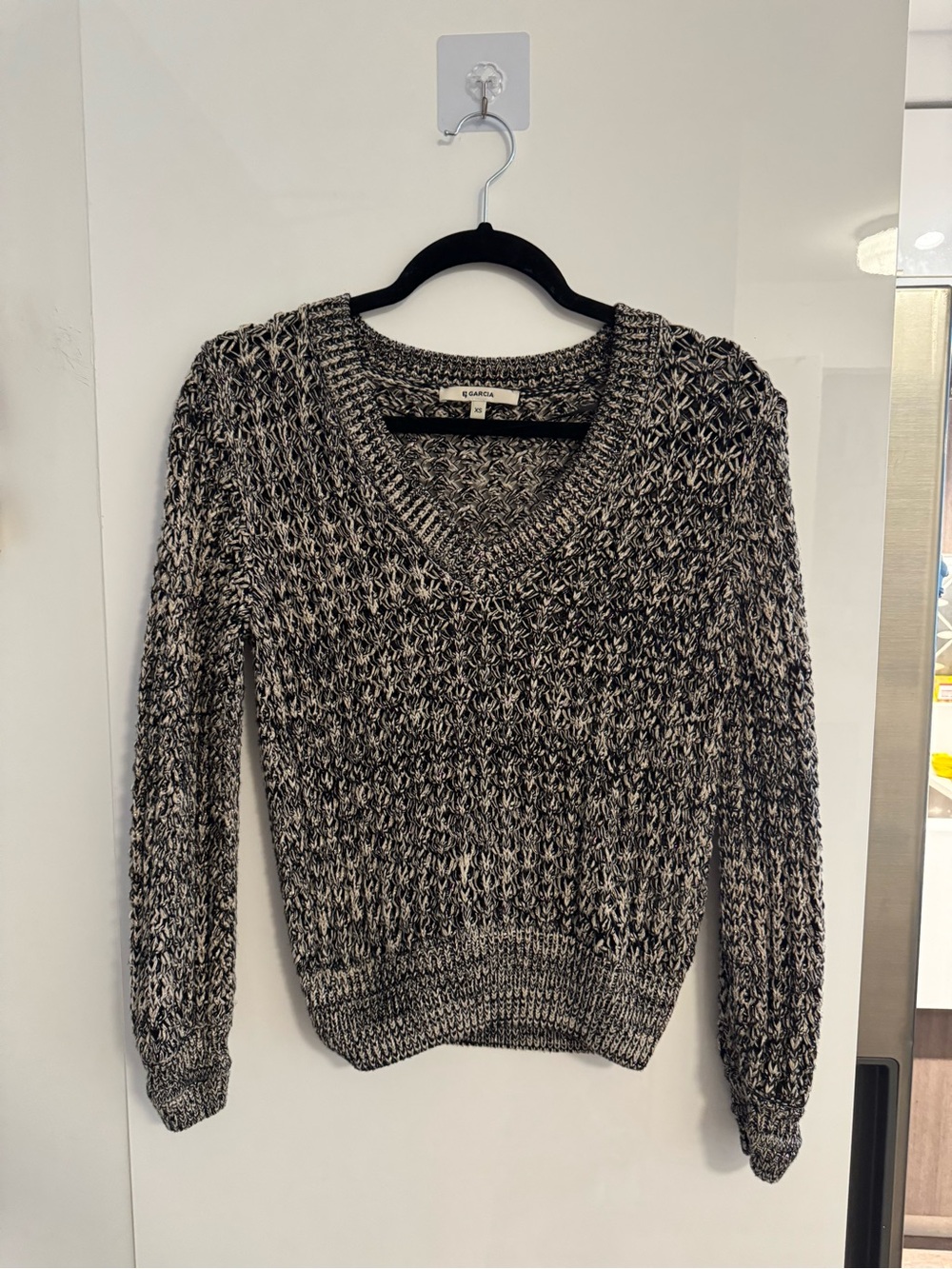 Garage Black & White Marled V-Neck Sweater